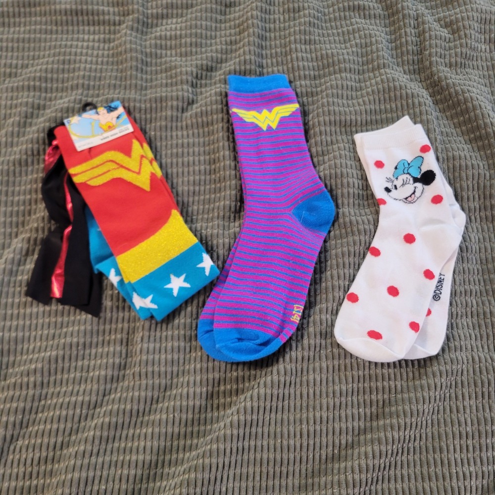 Bioworld Disney Women Socks Lot OS Multicolored Acrylic Superhero Casual New